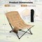Khaki Camping Chair Adjustable Recliner Folding Outdoor Seat With Carry Bag